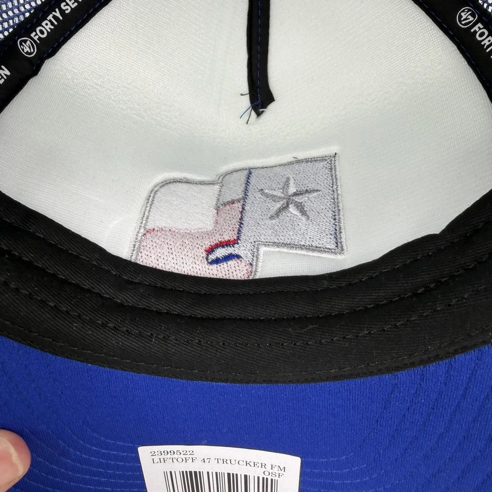 Texas Rangers Hat Cap Snap Back Mens One Size Blue White MLB Baseball 47 Trucker
